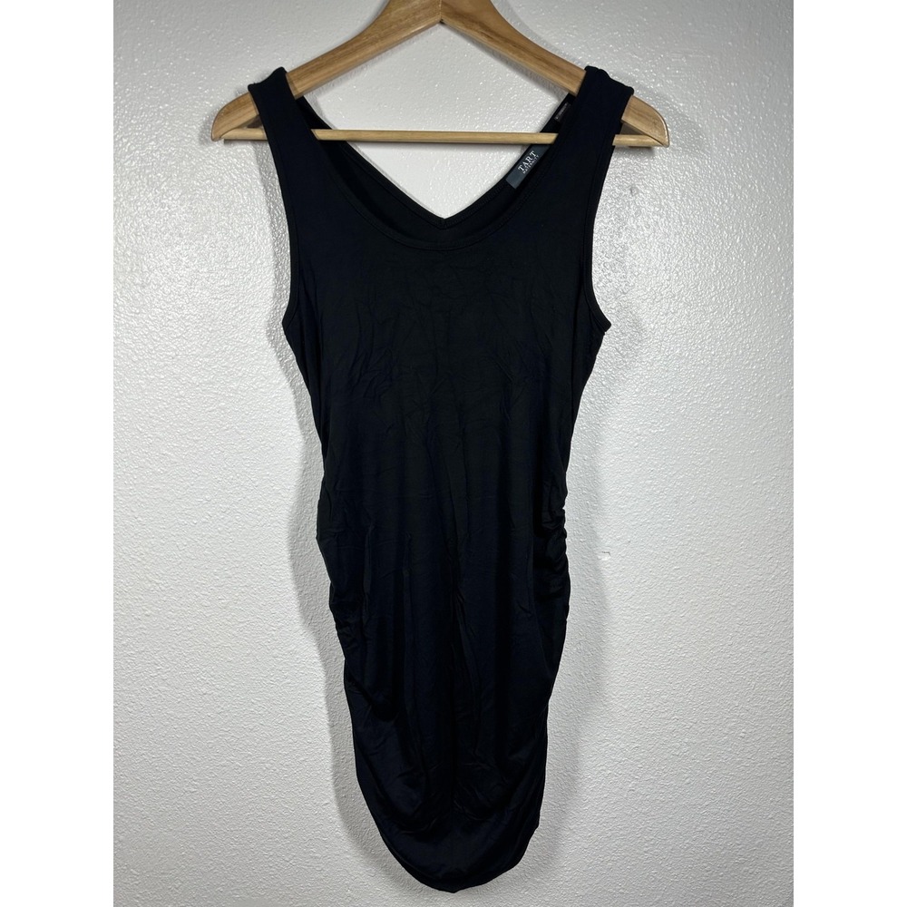 Tart Maternity Dress Womens Medium Black‎ Ruched Sleeveless Bodycon Made in USA